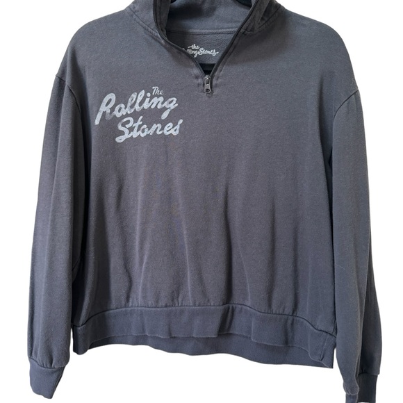 the Rolling Stones Tops - Rolling Stones grey quarter zip crop long sleeve top